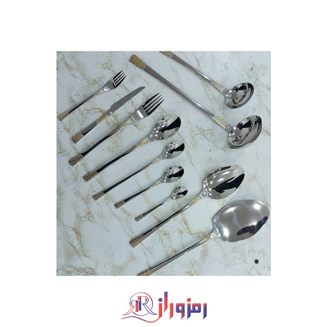 سرویس قاشق و چنگال 24 نفره 120 پارچه یونیک طرح اناناسی نیمه طلایی ، خرید سرویس قاشق و چنگال 24 نفره 120 پارچه یونیک طرح اناناسی نیمه طلایی